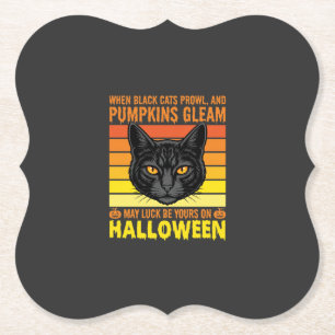 Schwarze Katze Halloween Vintage-Kürbis-Grafik Untersetzer