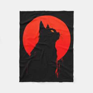 Schwarze Katze Halloween _ Y Gruselige Jahreszeit  Fleecedecke