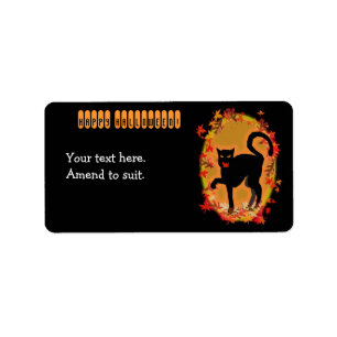 schwarze Katze Halloweens Adressaufkleber
