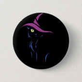 Schwarze Katze Halloweens Button (Vorderseite)