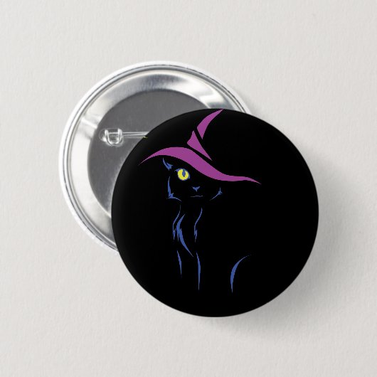 Schwarze Katze Halloweens Button (Vorne & Hinten)