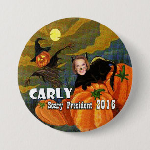 Schwarze Katze Halloweens Carly Fiorina Button