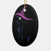 Schwarze Katze Halloweens Keramik Ornament (Links)