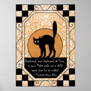 Schwarze Katze Halloweens Poster