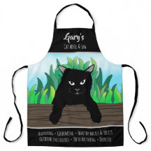 Schwarze Katze hängt auf Zaun, Business Thema, Gro