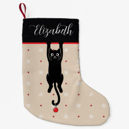 Schwarze Katze hängt lustige Katzenliebhaber Weihn Kleiner Weihnachtsstrumpf