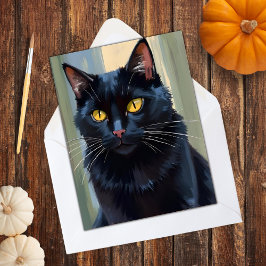 Schwarze Katze | Happy Halloween Spooky Feiertagskarte