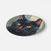 Schwarze Katze | Happy Halloween Spooky Pappteller (Schrägansicht)