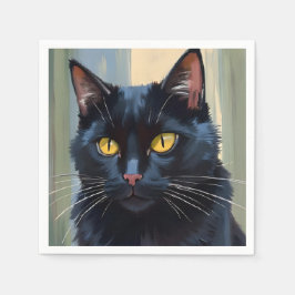 Schwarze Katze | Happy Halloween Spooky Serviette