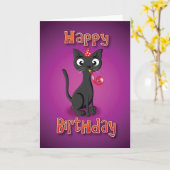 schwarze Katze - hat& Pfeife - alles Gute zum Karte (Gelbe Blume)