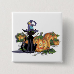 SCHWARZE KATZE, HAT UND JACK VON SHARON SHARPE BUTTON