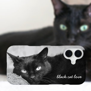 Schwarze Katze Haustier Foto Personalisiert iPhone 16 Hülle