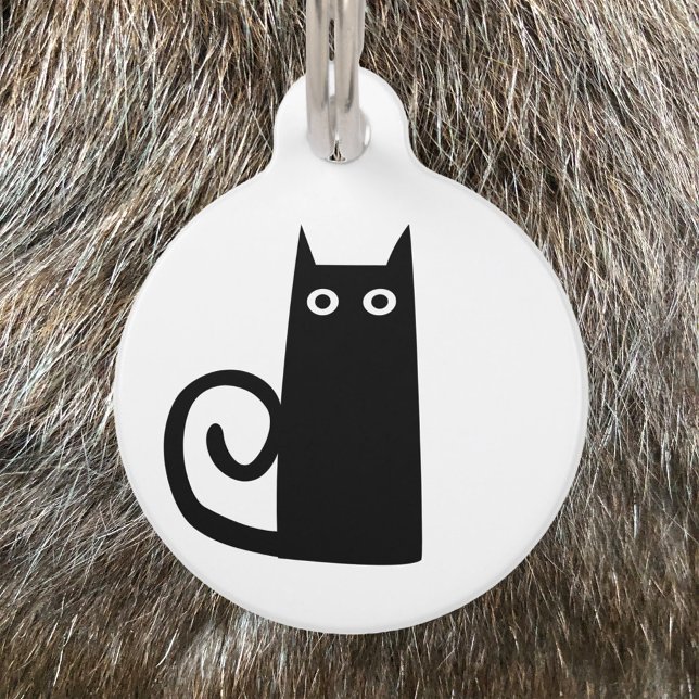 Schwarze Katze Haustiermarke (Black Cat fun personalized pet tag)