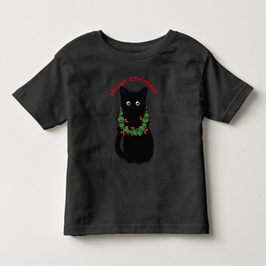 Schwarze Katze | Heilige Weihnachten | Holgarland Kleinkind T-shirt (Vorderseite)