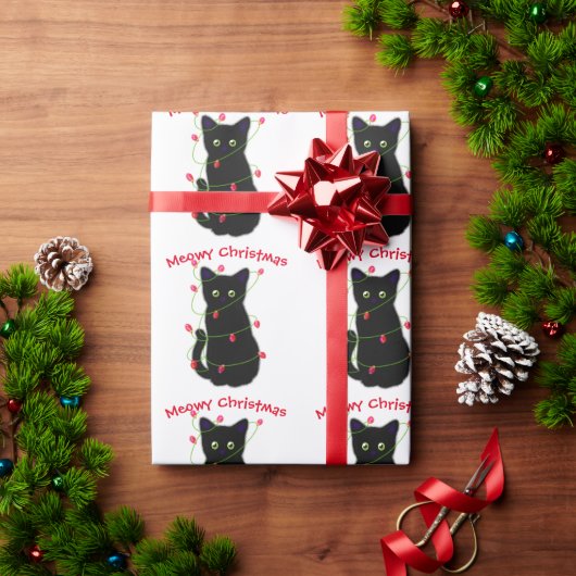 Schwarze Katze | Heilige Weihnachten | Tinkeln Geschenkpapier (Feiertagsgeschenk)