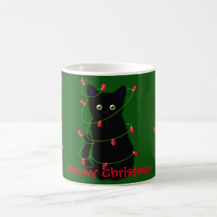 Schwarze Katze Heilige Weihnachten Tinkeln Kaffeetasse