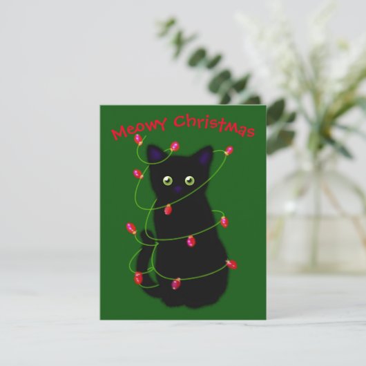 Schwarze Katze | Heilige Weihnachten | Tinkeln N Mitteilungskarte (Stehend Vorderseite)