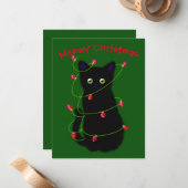 Schwarze Katze | Heilige Weihnachten | Tinkeln N Mitteilungskarte (Vorderseite/Rückseite Beispiel)