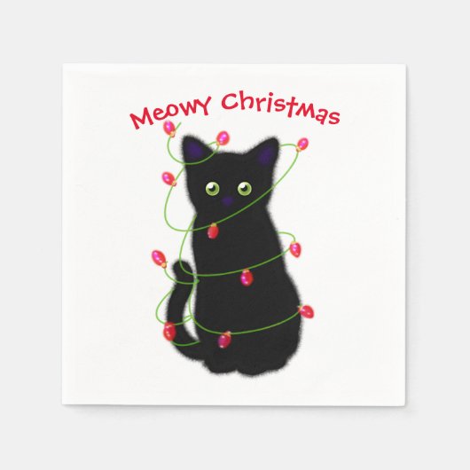 Schwarze Katze | Heilige Weihnachten | Tinkeln Serviette (Vorderseite)