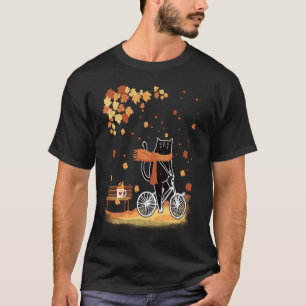 Schwarze Katze Herbst Fahrradfahrt Erntedankfest H T-Shirt