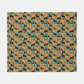 Schwarze Katze Herbst Fleecedecke (Vorderseite (Horizontal))