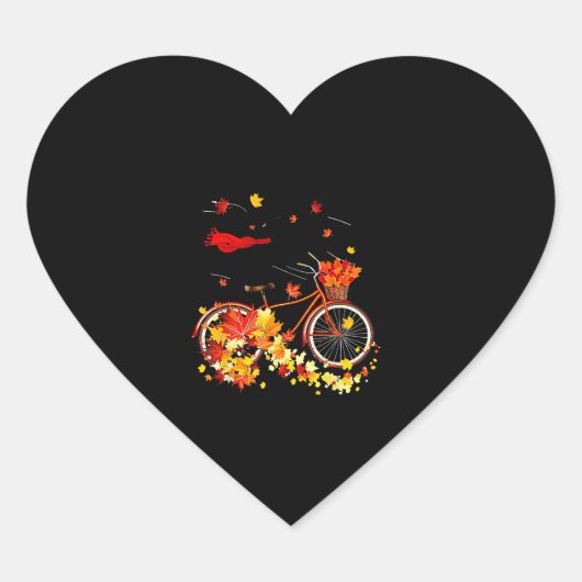 Schwarze Katze Herbst Funny Fall Rad Lover Herz-Aufkleber (Vorderseite)