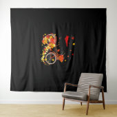 Schwarze Katze Herbst Funny Fall Rad Lover Wandteppich (Beispiel (Horizontal))