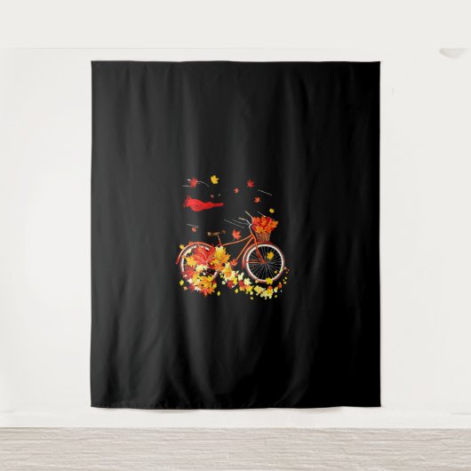 Schwarze Katze Herbst Funny Fall Rad Lover Wandteppich (Vorderseite)