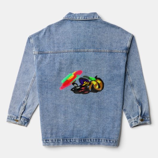Schwarze Katze Herbstglühen Jeansjacke (Rückseite)