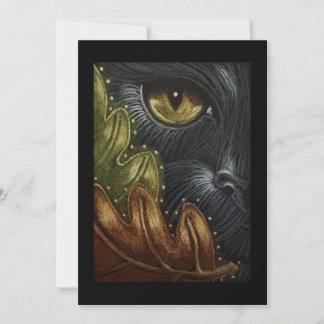 Schwarze Katze & Herbstlaub Thanksgiving Flachkart