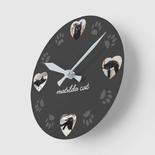 Schwarze Katze Herz Foto Collage Wall Uhr (Winkel)