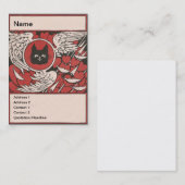Schwarze Katze, Herzen und Flügel Vintag Visitenkarte (Vorne/Hinten)