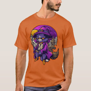 Schwarze Katze Hexe Halloween Männer Frauen Kinder T-Shirt