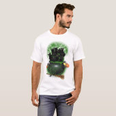 Schwarze Katze Hexe Halloween Tshirt (Vorne ganz)