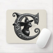 Schwarze Katze Hexe Witchy Buchstabe C Benutzerdef Mousepad (Mit Mouse)