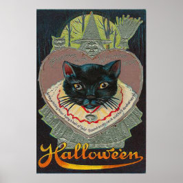 Schwarze Katze Hexe Witzen Stunden Vollmond Poster