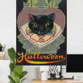 Schwarze Katze Hexe Witzen Stunden Vollmond Poster (Heimbüro)