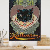 Schwarze Katze Hexe Witzen Stunden Vollmond Poster (Küche)
