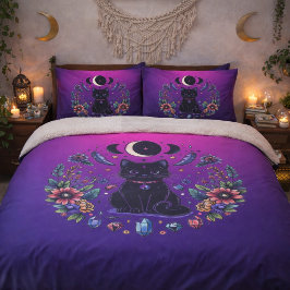 Schwarze Katze Himmelsmystik Violett Rosa Kissenbezug