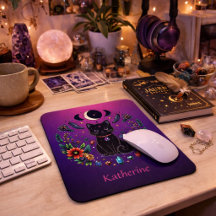 Schwarze Katze Himmelsmystik Violett Rosa
