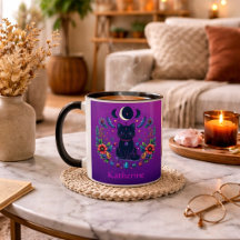 Schwarze Katze Himmelsstürmisch Violett Rosa
