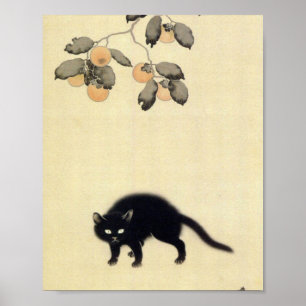 Schwarze Katze Hishida Shunso Poster