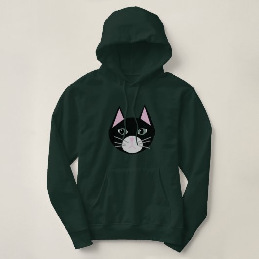 Schwarze Katze Hoodie (Design vorne)
