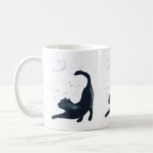 Schwarze Katze Hübsches Haustier Kätzchen Aquarell Kaffeetasse