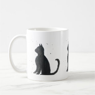 Schwarze Katze Hübsches Haustier Kätzchen Aquarell Kaffeetasse