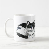 Schwarze Katze Hübsches Haustier Kätzchen Aquarell Kaffeetasse (Links)