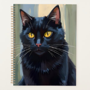Schwarze Katze Hübsches Kätzchen Aquarell Planer