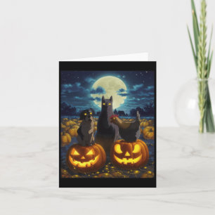 Schwarze Katze Hund Huhn Halloween Kürbis Gruselig Karte