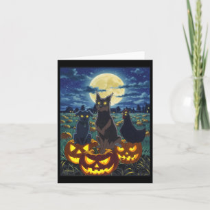Schwarze Katze Hund Huhn Halloween Kürbis Gruselig Karte