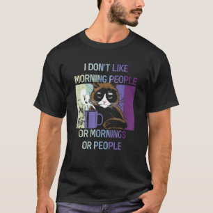 Schwarze Katze Ich hasse Morgen und Menschen Intro T-Shirt